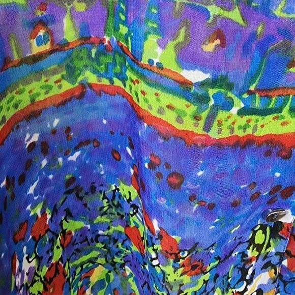 ARTSCAPES Blue Panorama Scenic Print Semi Sheer Top Size 1X (2239) - Picture 3 of 6